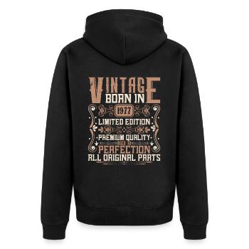 1977 Birthday Vintage 1977 Born Vintage 1977 - Unisex Premium Organic Zip Hoodie - black - Back - Nico (187cm)