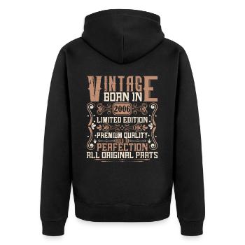 2006 Geburtstag Jahrgang 2006 Geboren Vintage 2006 - Unisex Premium Bio Zip Hoodie - Schwarz - Hinten - Nico (187cm)