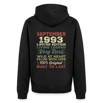 Anniversaire Septembre 1993 Edition Limitée Original - Veste à capuche bio Premium Unisexe - noir - Dos - Nico (187cm)