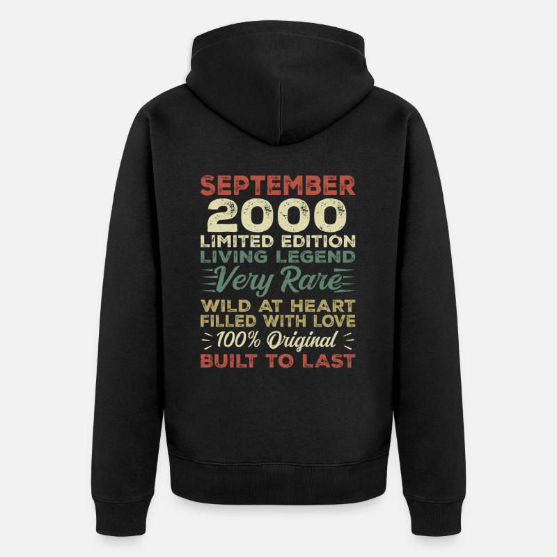 Anniversaire Septembre 2000 Edition Limitée Original - Veste à capuche bio Premium Unisexe - noir