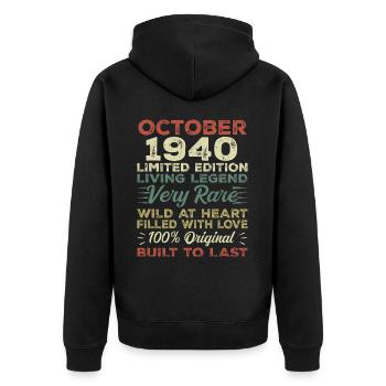 1940 October 1940 Birthday October 1940 Original - Unisex Premium Organic Zip Hoodie - black - Back - Nico (187cm)