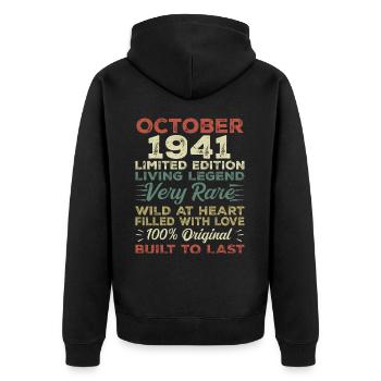 1941 Oktober 1941 Geburtstag Oktober 1941 Original - Unisex Premium Bio Zip Hoodie - Schwarz - Hinten - Nico (187cm)