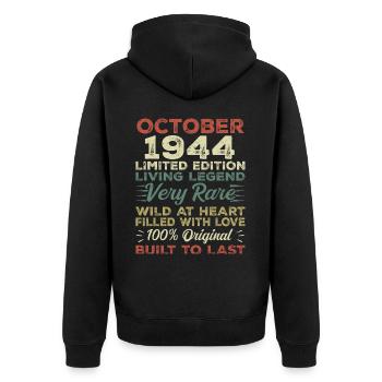 1944 October 1944 Birthday October 1944 Original - Unisex Premium Organic Zip Hoodie - black - Back - Nico (187cm)