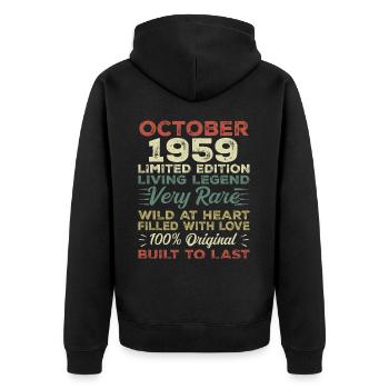 1959 Octobre 1959 Anniversaire Octobre 1959 Original - Veste à capuche bio Premium Unisexe - noir - Dos - Nico (187cm)