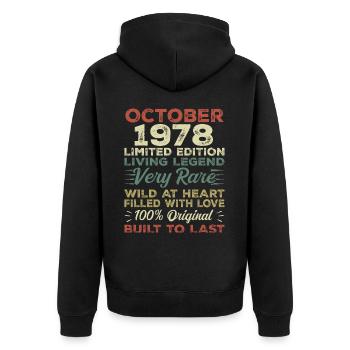 1978 Oktober 1978 Geburtstag Oktober 1978 Original - Unisex Premium Bio Zip Hoodie - Schwarz - Hinten - Nico (187cm)