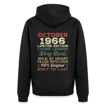 1966 Octobre 1966 Anniversaire Octobre 1966 Original - Veste à capuche bio Premium Unisexe - noir - Dos - Nico (187cm)