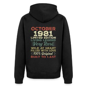 1981 October 1981 birthday October 1981 Original - Unisex Premium Organic Zip Hoodie - black - Back - Nico (187cm)