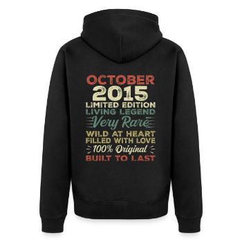 2015 October 2015 birthday October 2015 Original - Unisex Premium Organic Zip Hoodie - black - Back - Nico (187cm)