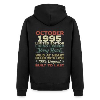 1995 Octobre 1995 Anniversaire Octobre 1995 Original - Veste à capuche bio Premium Unisexe - noir - Dos - Nico (187cm)