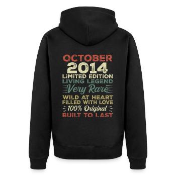 2014 Octobre 2014 anniversaire Octobre 2014 Original - Veste à capuche bio Premium Unisexe - noir - Dos - Nico (187cm)