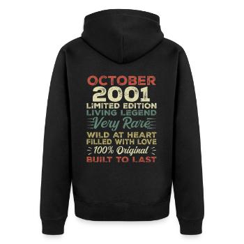 2001 October 2001 birthday October 2001 Original - Unisex Premium Organic Zip Hoodie - black - Back - Nico (187cm)