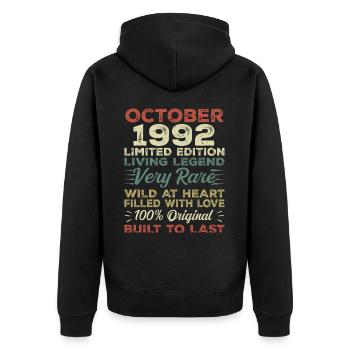 1992 Oktober 1992 Geburtstag Oktober 1992 Original - Unisex Premium Bio Zip Hoodie - Schwarz - Hinten - Nico (187cm)