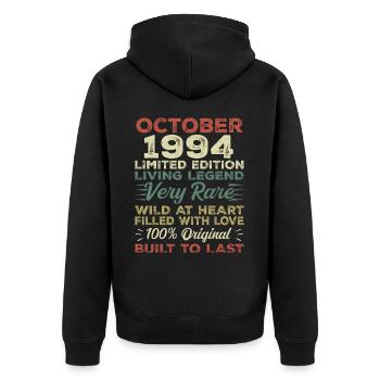 1994 October 1994 birthday October 1994 Original - Unisex Premium Organic Zip Hoodie - black - Back - Nico (187cm)