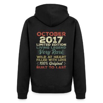2017 Octobre 2017 anniversaire Octobre 2017 Original - Veste à capuche bio Premium Unisexe - noir - Dos - Nico (187cm)