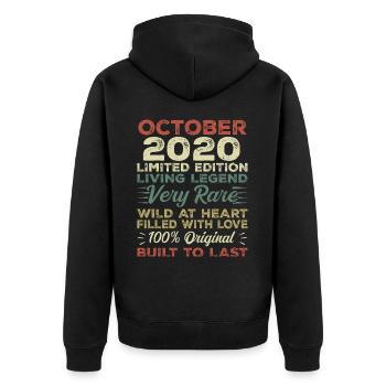 2020 Oktober 2020 Geburtstag Oktober 2020 Original - Unisex Premium Bio Zip Hoodie - Schwarz - Hinten - Nico (187cm)