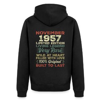 Légende depuis novembre 1957 Né en novembre 1957 - Veste à capuche bio Premium Unisexe - noir - Dos - Nico (187cm)