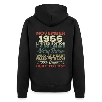Légende depuis novembre 1966 Né en novembre 1966 - Veste à capuche bio Premium Unisexe - noir - Dos - Nico (187cm)