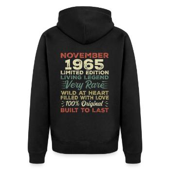 Legend Since November 1965 Vintage November 1965 - Unisex Premium Organic Zip Hoodie - black - Back - Nico (187cm)