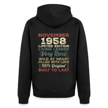 Legend Since November 1958 Vintage November 1958 - Unisex Premium Organic Zip Hoodie - black - Back - Nico (187cm)