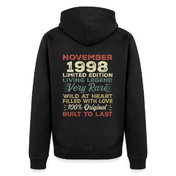 Légende Depuis Novembre 1998 Millésime Novembre 1998 - Veste à capuche bio Premium Unisexe - noir - Dos - Nico (187cm)
