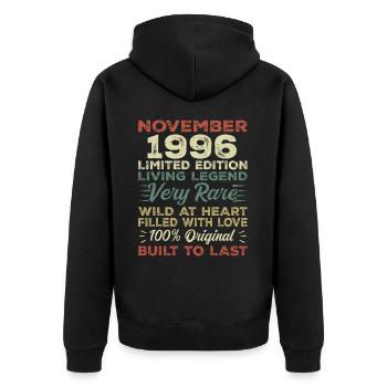 Legend Since November 1996 Vintage November 1996 - Unisex Premium Organic Zip Hoodie - black - Back - Nico (187cm)