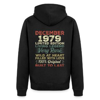 December 1979 - birthday December 1979 year - Unisex Premium Organic Zip Hoodie - black - Back - Nico (187cm)