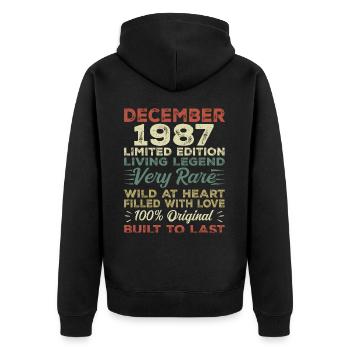 December 1987 - birthday December 1987 year - Unisex Premium Organic Zip Hoodie - black - Back - Nico (187cm)