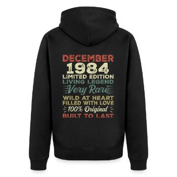 December 1984 - birthday December 1984 year - Unisex Premium Organic Zip Hoodie - black - Back - Nico (187cm)