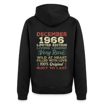 Décembre 1966 - anniversaire Décembre 1966 année - Veste à capuche bio Premium Unisexe - noir - Dos - Nico (187cm)