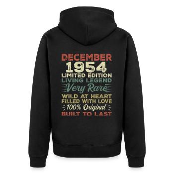 Décembre 1954 - Anniversaire Décembre 1954 Année - Veste à capuche bio Premium Unisexe - noir - Dos - Nico (187cm)