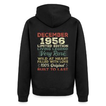 Dezember 1956 - Geburtstag Dezember 1956 Jahr - Unisex Premium Bio Zip Hoodie - Schwarz - Hinten - Nico (187cm)