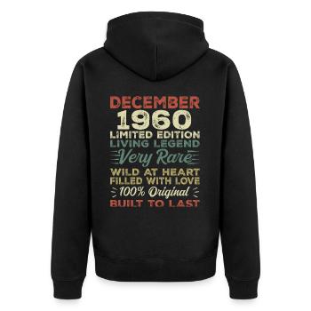 Décembre 1960 - Anniversaire Décembre 1960 année - Veste à capuche bio Premium Unisexe - noir - Dos - Nico (187cm)