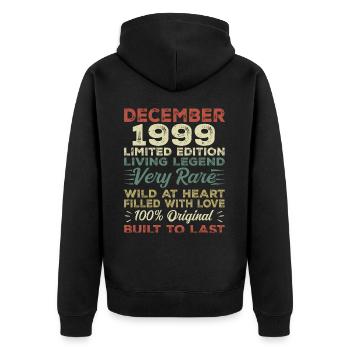 Décembre 1999 - anniversaire Décembre 1999 année - Veste à capuche bio Premium Unisexe - noir - Dos - Nico (187cm)