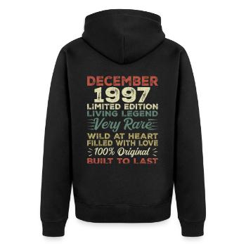 Dezember 1997 - Geburtstag Dezember 1997 Jahr - Unisex Premium Bio Zip Hoodie - Schwarz - Hinten - Nico (187cm)