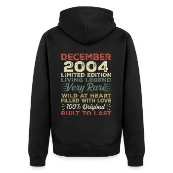 Décembre 2004 - anniversaire Décembre 2004 année - Veste à capuche bio Premium Unisexe - noir - Dos - Nico (187cm)