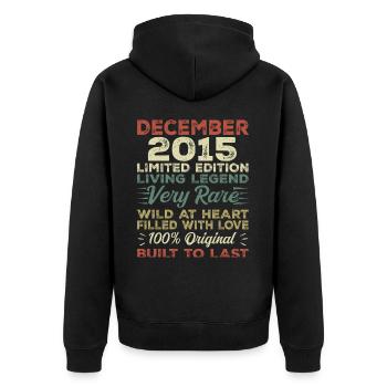 Décembre 2015 - anniversaire Décembre 2015 année - Veste à capuche bio Premium Unisexe - noir - Dos - Nico (187cm)
