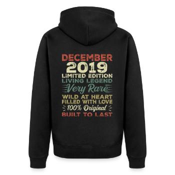 December 2019 - Birthday December 2019 year - Unisex Premium Organic Zip Hoodie - black - Back - Nico (187cm)