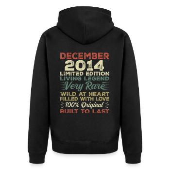 Dezember 2014 - Geburtstag Dezember 2014 Jahr - Unisex Premium Bio Zip Hoodie - Schwarz - Hinten - Nico (187cm)