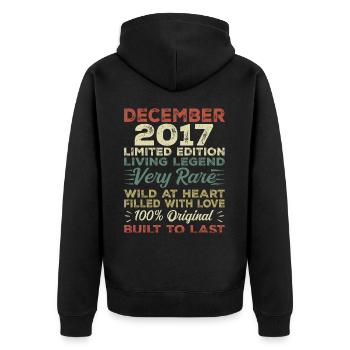 Décembre 2017 - Anniversaire Décembre 2017 année - Veste à capuche bio Premium Unisexe - noir - Dos - Nico (187cm)