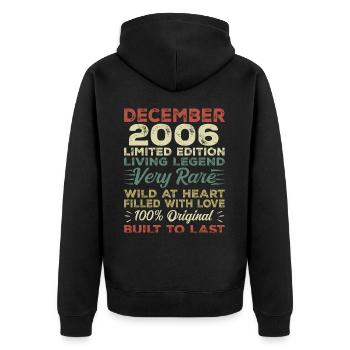 December 2006 - birthday December 2006 year - Unisex Premium Organic Zip Hoodie - black - Back - Nico (187cm)