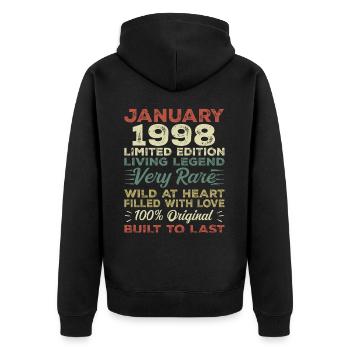 January 1998 Birthday - January 1998, January 1998 - Unisex Premium Organic Zip Hoodie - black - Back - Nico (187cm)