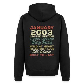 January 2003 Birthday - January 2003, January 2003 - Unisex Premium Organic Zip Hoodie - black - Back - Nico (187cm)