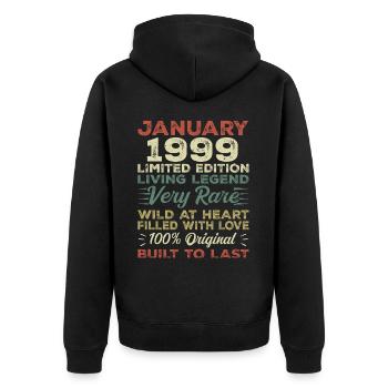 Anniversaire de Janvier 1999 - Janvier 1999, Janvier 1999 - Veste à capuche bio Premium Unisexe - noir - Dos - Nico (187cm)