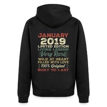 January 2019 Birthday - January 2019, January 2019 - Unisex Premium Organic Zip Hoodie - black - Back - Nico (187cm)