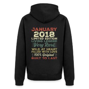 January 2018 Birthday - January 2018, January 2018 - Unisex Premium Organic Zip Hoodie - black - Back - Nico (187cm)