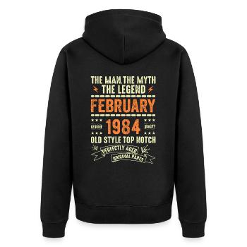 Février 1984 - Février 1984 Anniversaire Février 1984 - Veste à capuche bio Premium Unisexe - noir - Dos - Nico (187cm)