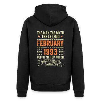 Février 1993 - Février 1993 Anniversaire Février 1993 - Veste à capuche bio Premium Unisexe - noir - Dos - Nico (187cm)