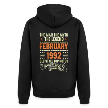 Février 1992 - Février 1992 Anniversaire Février 1992 - Veste à capuche bio Premium Unisexe - noir - Dos - Nico (187cm)