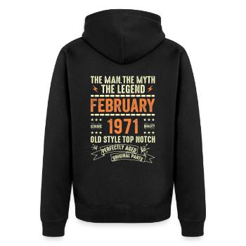 February 1971 - February 1971 Anniversary February 1971 - Unisex Premium Organic Zip Hoodie - black - Back - Nico (187cm)