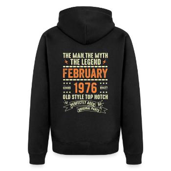Février 1976 - Février 1976 Anniversaire Février 1976 - Veste à capuche bio Premium Unisexe - noir - Dos - Nico (187cm)